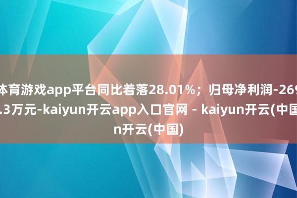 体育游戏app平台同比着落28.01%；归母净利润-2699.3万元-kaiyun开云app入口官网 - kaiyun开云(中国)