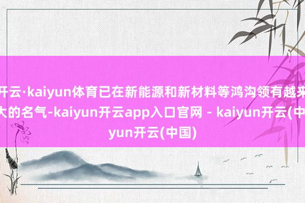 开云·kaiyun体育已在新能源和新材料等鸿沟领有越来越大的名气-kaiyun开云app入口官网 - kaiyun开云(中国)